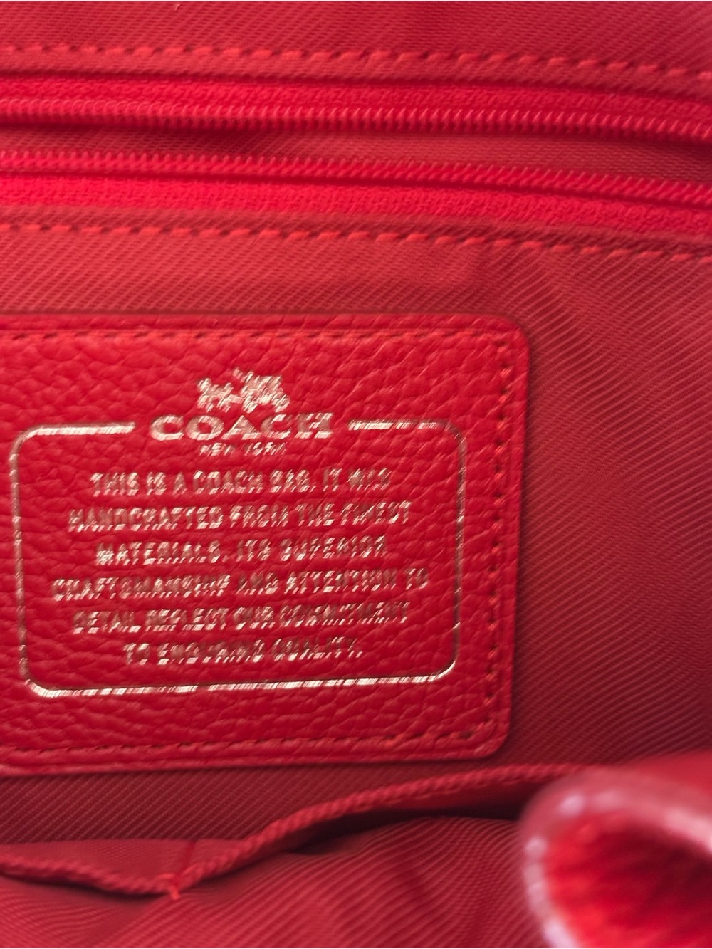Coach Red Leather Drawstring Backpack with Front Pockets - Picture 2 of 3